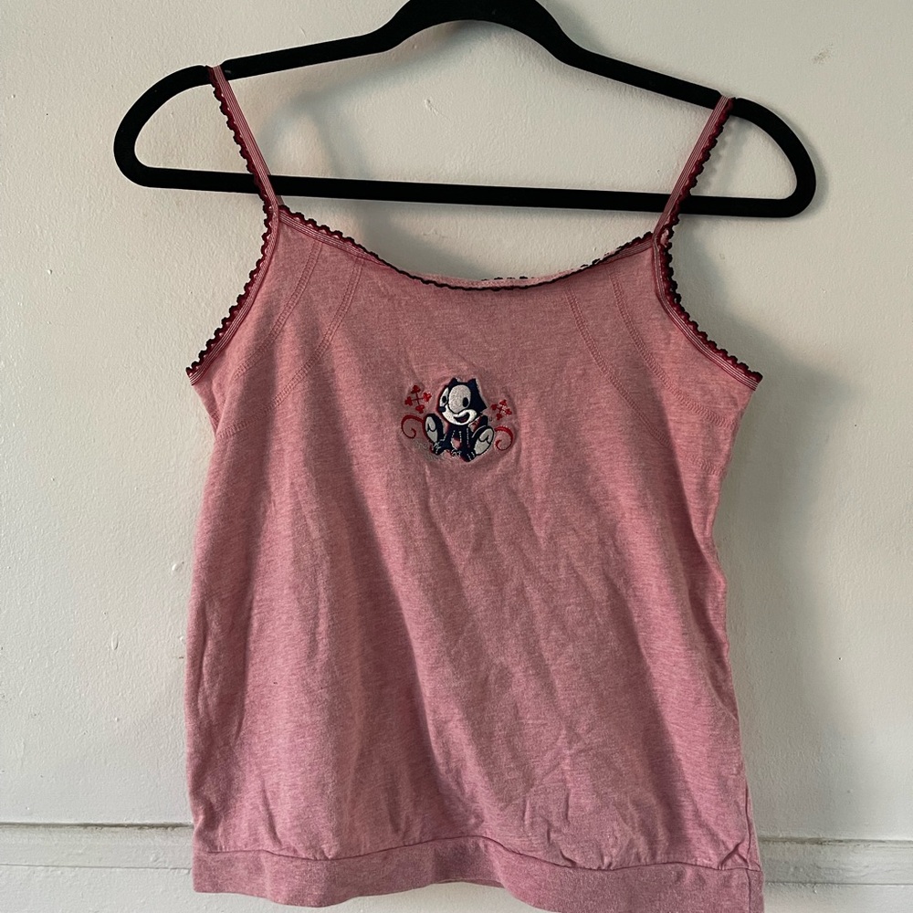 Felix the Cat collectors vintage Pink Embroidered Women's Top